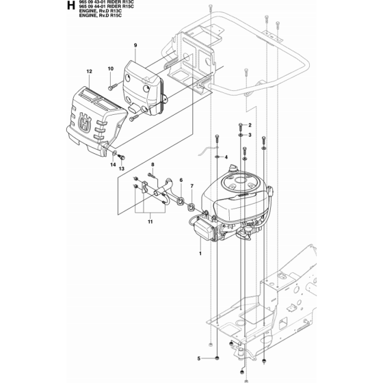 Engine Assembly for Husqvarna Rider 15 C Ride on Mowers