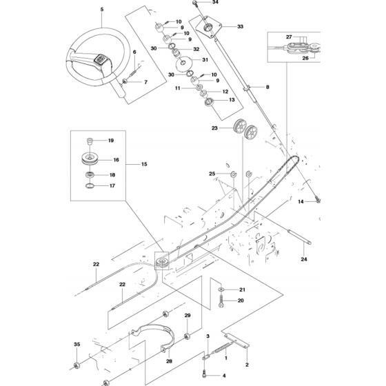 Steering Assembly for Husqvarna Rider 15 T Ride on Mowers