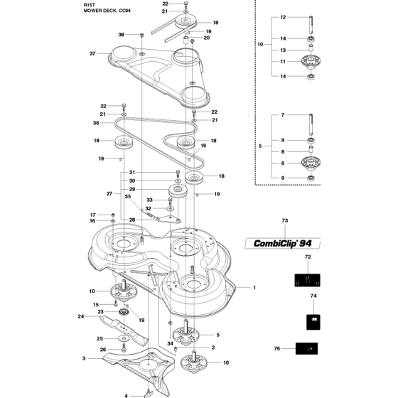 Cutting Deck-1 Assembly for Husqvarna Rider 15 T Ride on Mowers