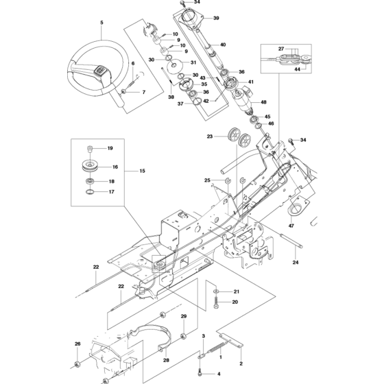 Steering-1 Assembly for Husqvarna Rider 15 T AWD Ride on Mowers