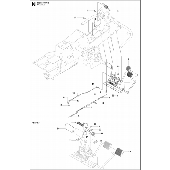 Pedals Assembly for Husqvarna Rider 15V2 Ride on Mowers