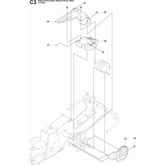 Cover-1 Assembly for Husqvarna Rider 15V2 AWD Ride on Mowers