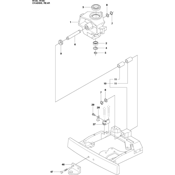 Chassis Rear Assembly for Husqvarna Rider 16 C Ride on Mowers