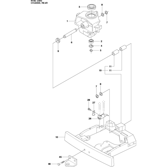 Chassis Rear Assembly for Husqvarna Rider 16 C AWD Ride on Mowers