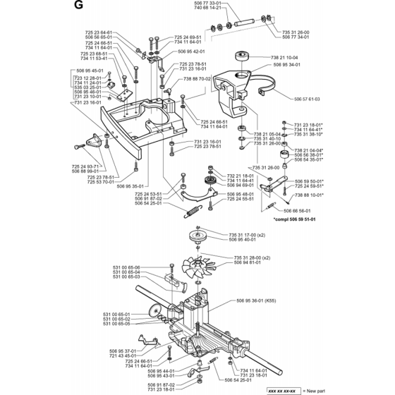 Transmission Assembly for Husqvarna Rider 16 H Ride on Mowers