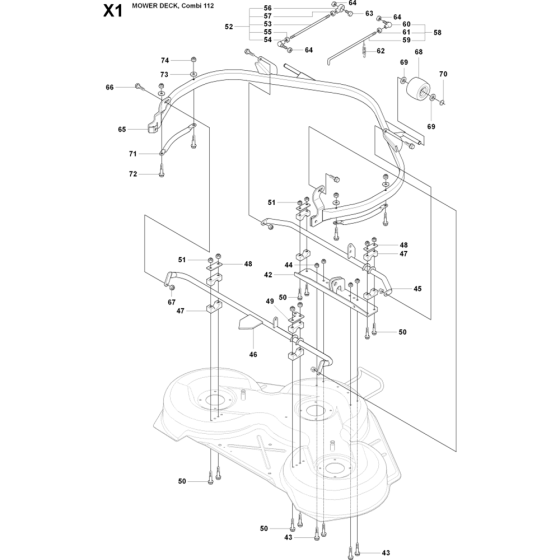 Cutting Deck 112cm-2 Assembly for Husqvarna Rider 175 Ride on Mowers