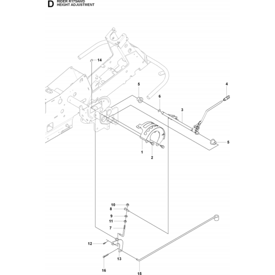 Height Adjustment Assembly for Husqvarna Rider 175 AWD Ride on Mowers