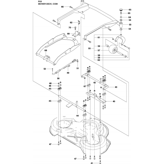 Cutting Deck-1 Assembly for Husqvarna Rider 18 Ride on Mowers