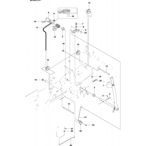 Deck Lift Assembly for Husqvarna Rider 18 Ride on Mowers