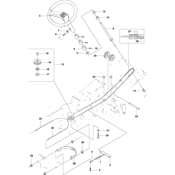 Steering Assembly for Husqvarna Rider 18 AWD Ride on Mowers