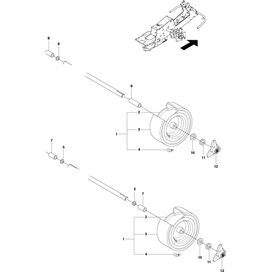 Wheels and Tires Assembly for Husqvarna Rider 18 AWD Ride on Mowers