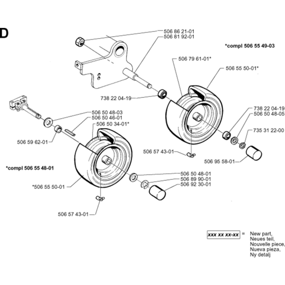 Wheels and Tires Assembly for Husqvarna Rider 970 Ride on Mowers