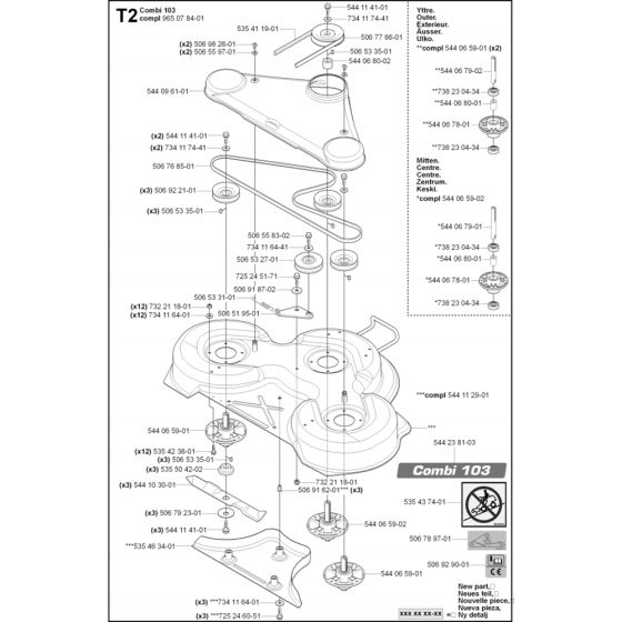 Cutting Deck 103cm-1 Assembly for Husqvarna Rider Pro 18 Ride on Mowers