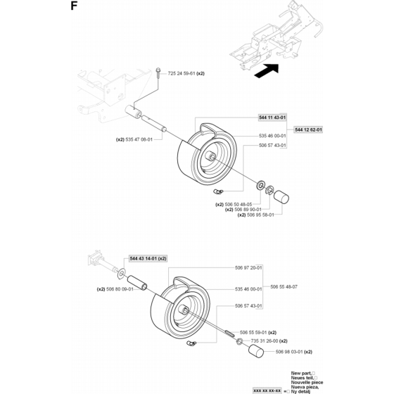 Wheels and Tires Assembly for Husqvarna Rider Pro 18 Ride on Mowers