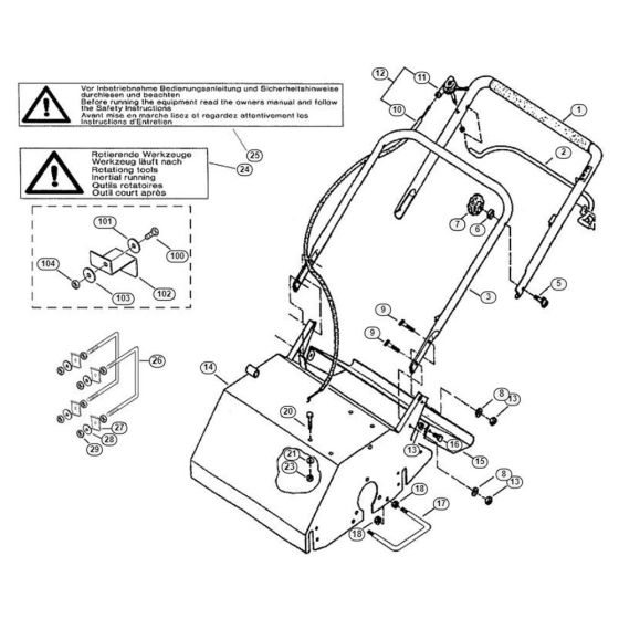 Handle Bar, Housing Assembly for Stihl/ Viking RL 455 B Petrol Lawn Scarifiers