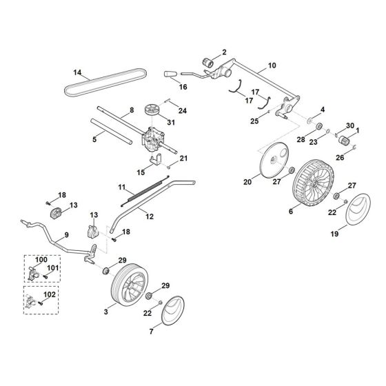 Chassis & Gear Box for Stihl Mower