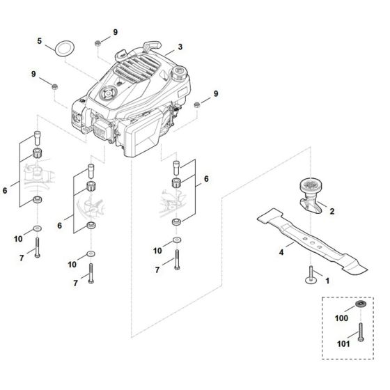 Engine & Blade Assembly for Stihl