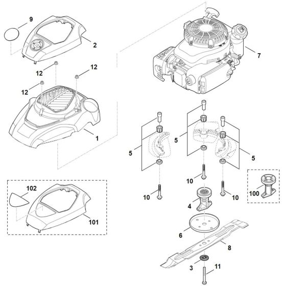 Engine & Blade Assembly for Stihl