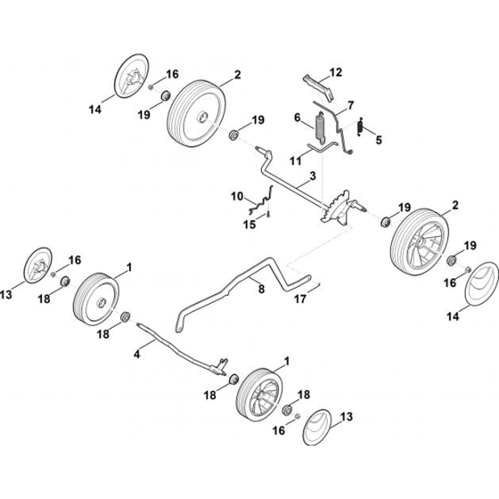 Chassis, Height Adjustment for Stihl RMA 443.0 C Cold Pressure Washers.