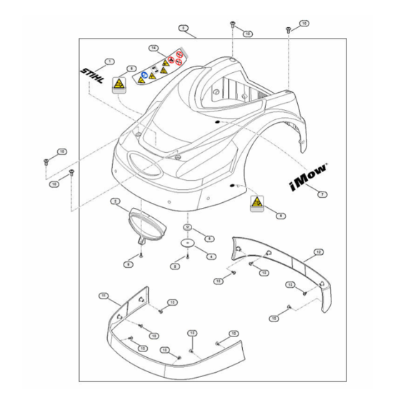 Machine Cover Assembly for Stihl RMI 422.0 PC Robotic Mowers