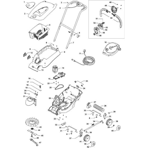 Complete Product Assembly for Flymo ROLLER COMPACT 340 Mowers