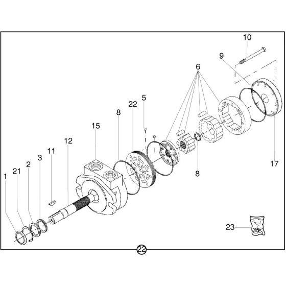 Hydraulic Motor - Parker Assembly for Belle Roller Striker Screed