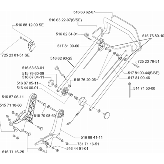 Handle and Controls Assembly for Husqvarna Royal 47 Consumer Lawn Mower