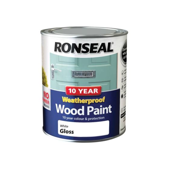 10 Year Weatherproof Wood Paint White Gloss 750ml