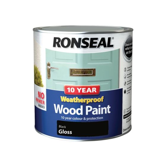 10 Year Weatherproof Wood Paint Black Gloss 2.5 Litre