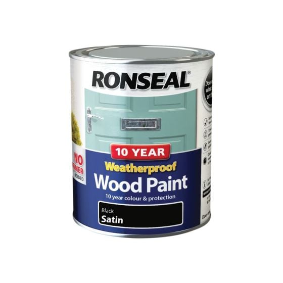 10 Year Weatherproof Wood Paint Black Satin 750ml