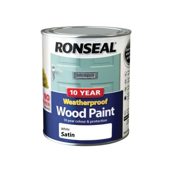 10 Year Weatherproof Wood Paint White Satin 750ml