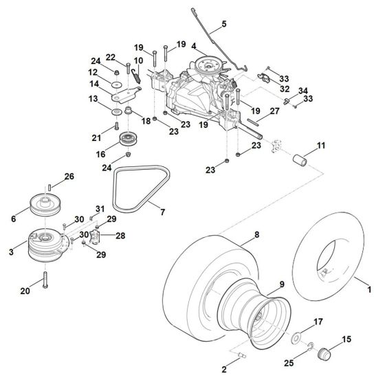 Gearbox & Rear Wheel for Stihl