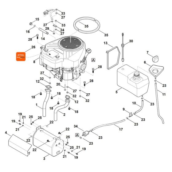 Engine, Tank for Stihl Mower