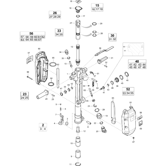 Main Assembly for Atlas Copco RTEX COMPACT Handheld Pneumatic Breakers (from s/n MHN000001 onwards)