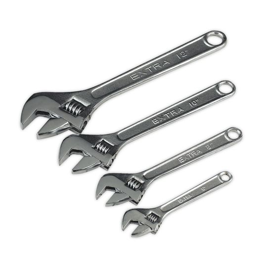 Adjustable Wrench Set 4pc 150, 200, 250 & 300mm Sealey Part No. S0449