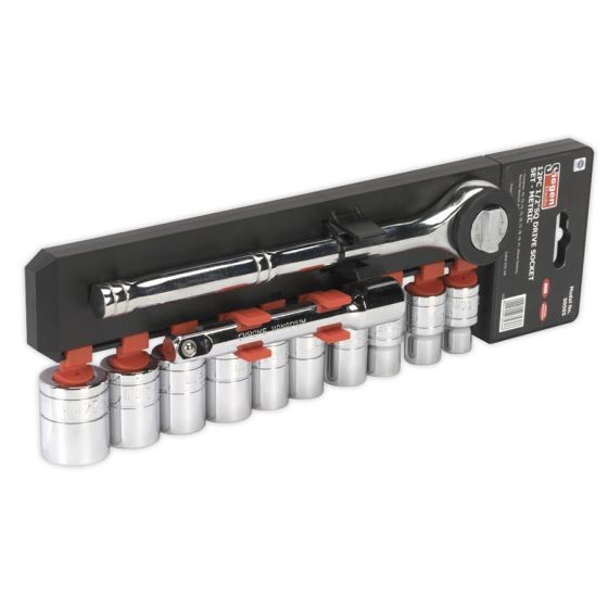 Socket Set 12pc 1/2"Sq Drive 6pt WallDrive Metric Sealey Part No. S0505