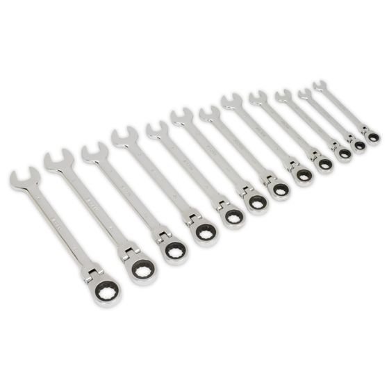 Flexible Head Ratchet Combination Spanner Set 12pc Metric Sealey Part No. S0635