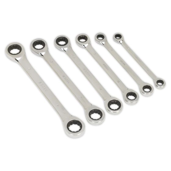 Double End Ratchet Ring Spanner Set 6pc Metric Sealey Part No. S0636