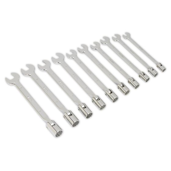 Flexi-Head Socket/Open End Spanner Set 10pc Metric Sealey Part No. S0859