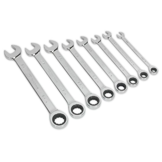 Combination Ratchet Spanner Set 8pc Imperial Sealey Part No. S0984