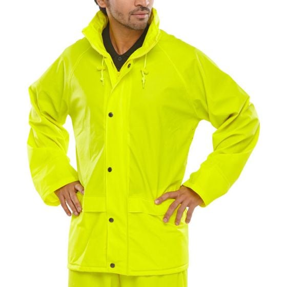 Super B-Dri Jacket Zip Front & storm Flap Poly/PU Coating Saturn Yellow XL