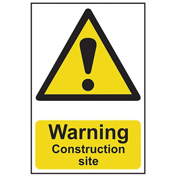 Warning Construction Site - PVC 200 x 300mm by Scan - 958