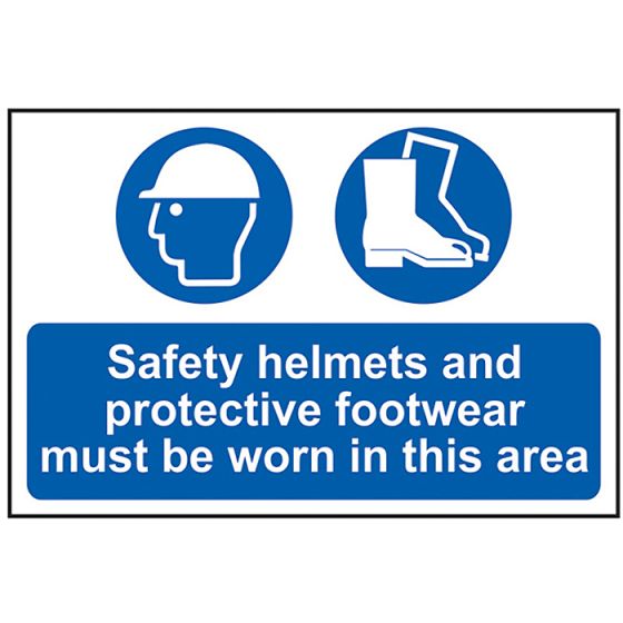 Safety Helmets + Footwear To Be Worn PVC 400 x 600mm by Scan - 4001