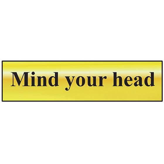 Mind Your Head - Polished Brass Effect 200 x 50mm by Scan - 6030