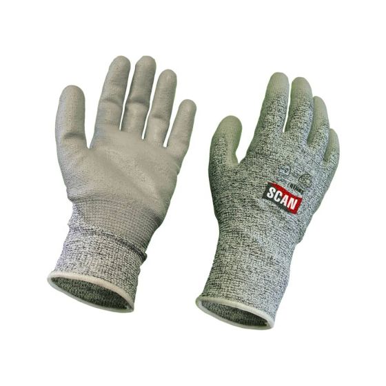 Grey PU Coated Cut 5 Gloves Size 8 Medium