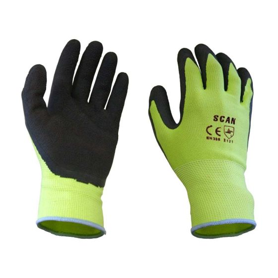 Hi-Vis Yellow Foam Latex Coated Gloves Size 11 Extra Extra Large