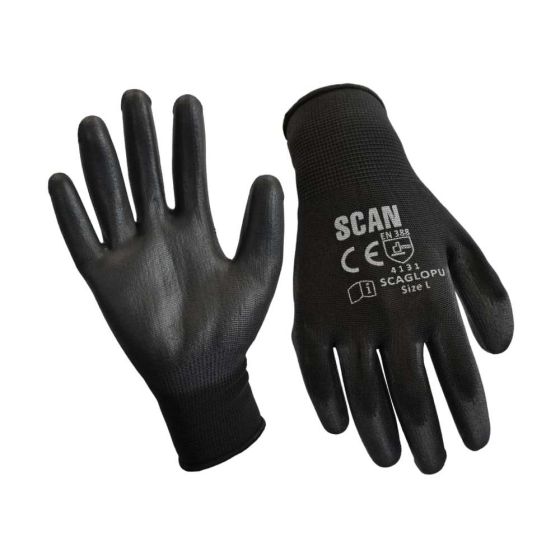 Black PU Coated Gloves Size 10 Extra Large (Pack of 12)