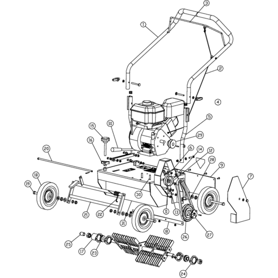 Chassis, Engine and Pulleys Assembly-1 for Husqvarna SD18 Lawn Care Equipment