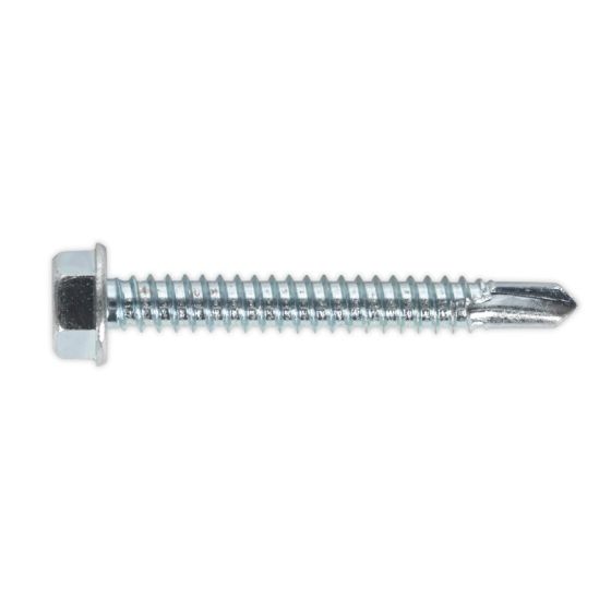 Self Drilling Screw 6.3 x 50mm Hex Head Zinc DIN 7504K Pack of 100 Sealey Part No. SDHX6350