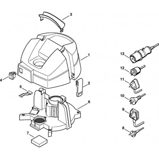 Machine Cover, Connecting Cable Assembly for Stihl SE60, SE60C, SE60E Vacuum Cleaners